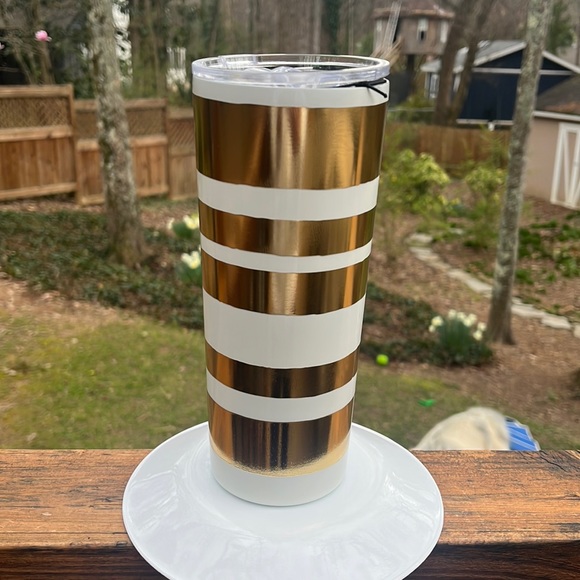 Kate Spade Gold Stripe Tumbler NWT - Picture 6 of 9